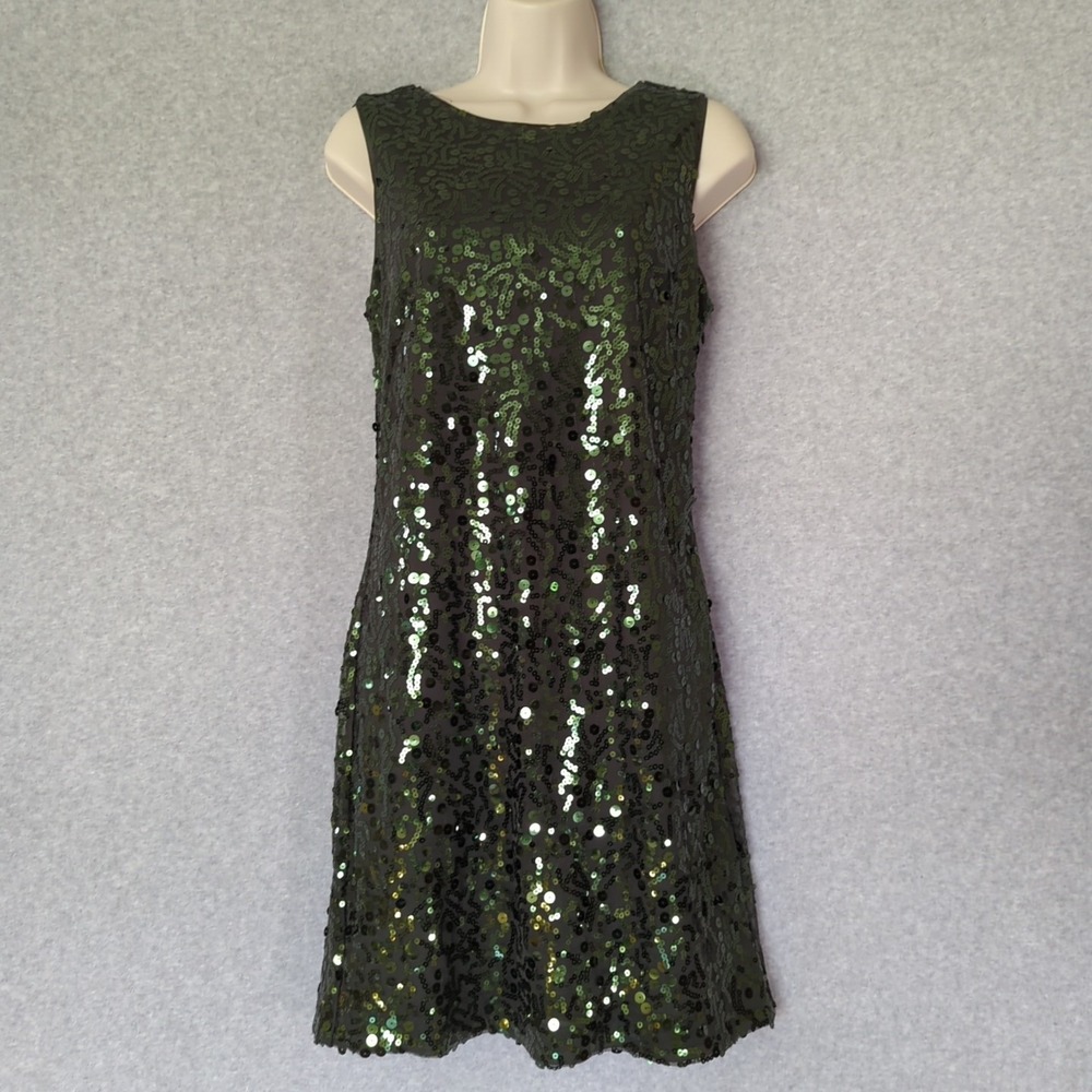 New Sequined Formal Cocktail Dresses 6 M Evening Wear Green Sheath Mini Bocky Y2